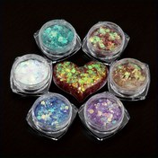 Resim 6'lı Işıltılı Denizkızı Glitter Tozu Seti! Altıgen Kalıplı Epoksi Reçine Dolgular, DIY Takı Kolye Yapımı için Karışık Pigment, Plastik Malzeme, Güç Gerektirmez 