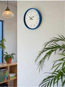 Resim 36 Cm Mavi Sade Dekoratif Duvar Saati Çok Renkli 