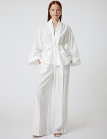 Resim Oversize Kimono Kuşaklı Geniş Uzun Kollu Cepli 