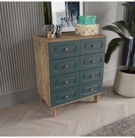 Resim Dova 4 Çekmeceli Şifonyer - Mdf Kapak Yeşil 