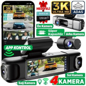 Resim +360 360+ Botslab G980H Pro 3K 4 Kameralı Wifi+GPS Akıllı Araç İçi Kamera +150° Geniş Açı+Yaya Algılama+G 