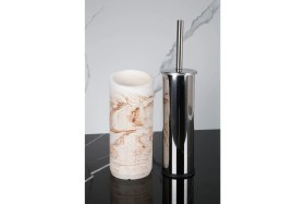 Resim 4 Parça Mermer Desenli Beton Banyo Wc Seti Tuvalet Fırçası Çöp Kovası 4 Litre 