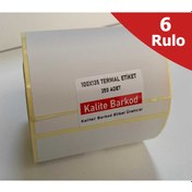 Resim 100X135 Termal Etiket 6 Rulo Barkod Etiketi Kalite Barkod 