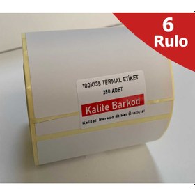 Resim 100X135 Termal Etiket 6 Rulo Barkod Etiketi Kalite Barkod 