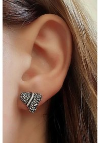 Resim Markazit Taş Detaylı Gümüş Küpe 