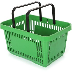 Resim RafBurada 22 Lt Plastik Alışveriş Sepeti - Market El Sepeti Yeşil 