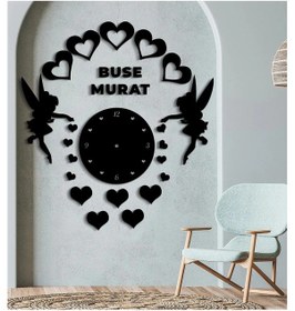 Resim Modern Aşk Tasarımlı Dekoratif Duvar Saat+ İsim Bildiriniz 
