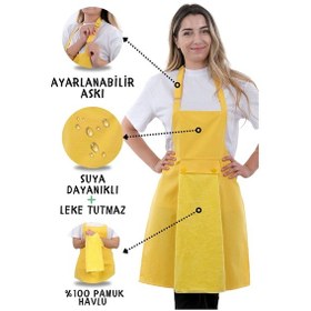 Resim Star Ayar Askılı Havlulu Mutfak Önlüğü Seti Havlulu Önlük Sarı-sarı 