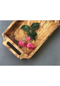 Resim Zethome Zeytin Ağacı Ahşap Kulplu Çay Tepsisi Küçük 