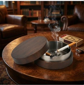 Resim Bambu Kapaklı Küllük Kahverengi 