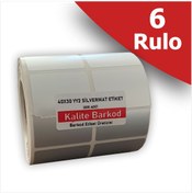 Resim 40x30 Silvermat Etiket | 6 Rulo Demirbaş Barkod Etiketi 