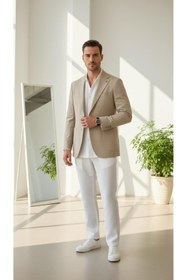 Resim Plus Scorpion Erkek Slim Fit Blazer Ceket Tek Düğmeli Çift Yırtmaçlı Torba Cepli Yarım Astarlı 