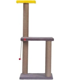Resim Pugalo 82 Cm Krem İki Katlı Kedi Tırmalama Tahtası Catnipli Tırmalama Tahtası Antrasit 