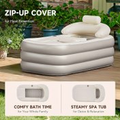 Resim Şişme Yetişkin Küveti - Sırt Desteği ve Kolçaklı, Taşınabilir Katlanabilir PVC Küvet, Ergonomik Tasarım, Hafif ve Kolay Kurulumlu Ev/Kamp/Bahçe Kullanımı İçin Dayanıklı & Kolay Temizlenebilir (Siyah/Beyaz) 