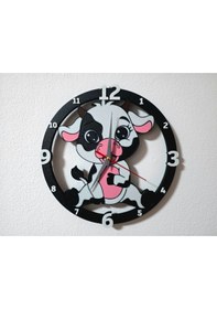 Resim Sevimli İnek Figürlü Bebek Ve Çocuk Odası Duvar Saati - Hayvan Dostu Dekoratif Saat 