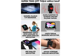 Resim Pazariz T500 Çift Tuş Akıllı Saat Ios Andorid Destekli Arama Özelliği Sensörlü Smart 