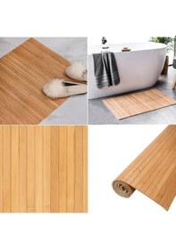 Resim Doğal Bambu Banyo Paspası, Duş Ve Küvet İçin Kaymaz Mat, Çok Amaçlı Kullanım Siyah 