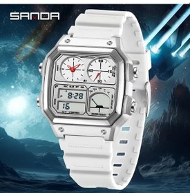 Resim Oldfriend Sanda Erkek Spor Saati Su Geçirmez 50m Kronograf Çelik Kordon Beyaz Diğer 