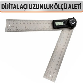 Resim Badem10 Dijital Açı Uzunluk Ölçü Aleti Profesyonel Hassas Elektronik Açı Ölçer Cetvel 360 Derece Ölçüm 