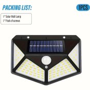 Resim 100 LED Güneş Hareket Sensörlü Duvar Lambası - IP44 Su Geçirmez, Çok Yüzli Dış Mekan Aydınlatması, Veranda, Garaj, Bahçe, Avlu için Kolay Kurulum - Güneş Enerjili, Şarj Edilebilir Lityum Pil, Siyah, Bahçe Lambaları 