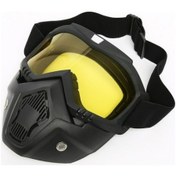 Resim Motosiklet Bisiklet Jet Kask Maske Süngerli Bant Lastik Sarı Cam 