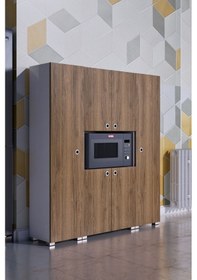 Resim Stil Dekoratif Kullanışlı Mikro Dalga Fırın Dolabı Ceviz 