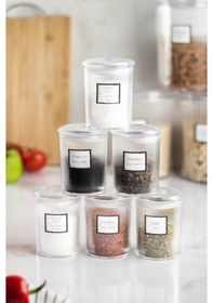 Resim 6'lı Barok Yuvarlak Baharat Kavanoz Seti &amp Saklama Kabı &amp Erzak Kabı 6 250 Ml Şeffaf 