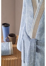 Resim Özdilek Colorado Maskülen Kimono Bornoz Baba Seti Açık Mavi 