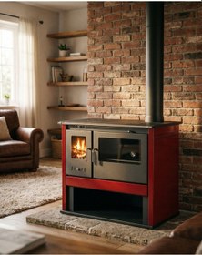 Resim Goldfire Nova 11,5kw Odunluk Ve Fırınlı Çelik Kuzine Soba 