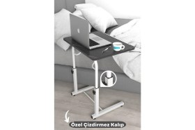 Resim Depolife Eğim Yükseklik Ayarlı Laptop Sehpası Kahvaltı Ders Çalışma Bilgisayar Ofis Yemek Masası Metal Ayak 