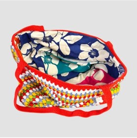 Resim Uretti - Gülnur 2184 - El Örgüsü İle Yapılmış Çiçek Motifli Koton İp Çanta - Çok Renkli Çok Renkli 