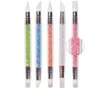 Resim 5 adet Silikon Baş Oyma Kalemi ve Akrilik Taşlı Sap Jel Tırnak Fırça Seti 