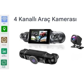 Resim İdragon 4 Kameralı Araç Kamerası 1080P Geniş Açı GPS Takip G Sensör Wifi Özellikli 