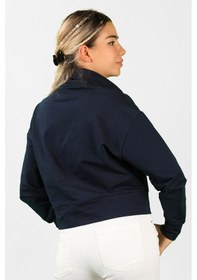 Resim Kadın 2 İplik Degaje Yaka Sweatshirt Lacivert 
