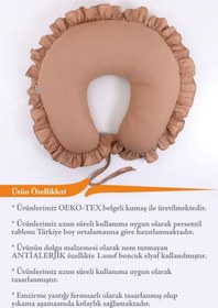 Resim Umaybebek Emzirme Yastığı Minderi - %100 Pamuk - Kahve Fırfırlı 