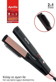 Resim Aprilla Ahs-2054 Dijital Göstergeli 2'si 1 Arada Ekstra Fırçalı Saç Düzleştirici 