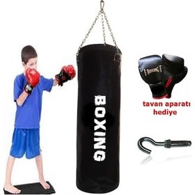 Resim 70 x 25 Cm Kum Torbası Boks Eldiveni 4 Ons Siyah 