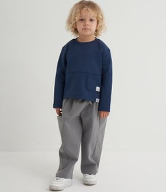 Resim Unisex Çocuk İnterlok Yandan Cepli Pantolon Gri - 5-6 Yaş 