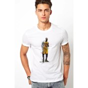 Resim Qivi Cavs Basketci Spor Baskılı Beyaz Erkek Örme Tshirt 