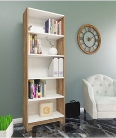 Resim Nur Mobilya Eylül 5 Raflı Kitaplık Beyaz Beyaz-atlantikçam 