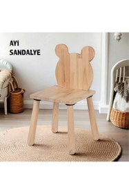 Resim Woodnjoy Joykidstoy Doğal Ahşap Çocuk Sandalye Ayı 