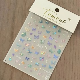 Resim Rüya Kelebeği Sticker Seti, Plastik Kendinden Yapışkanlı Nakış, Parlak Hayvan Baskısı, Rüya Temalı Düzensiz Şekil, Tek Kullanımlık Dekorasyon, Plastik Yüzeyler İçin Uygun, Lazer Işıltılı Kanat Etkisi - Rüya Kelebeği Tırnak Sticker Paketi 