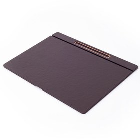 Resim Deri Kapaklı Masa Sümeni Kahve Ahşap Detaylı 50x35cm 