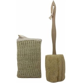 Resim Ahşap Saplı Doğal Kabak Lifi Sisal Kabak Lif Bora Lif Duş Kahverengi 