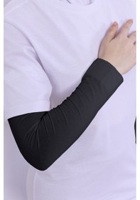 Resim Loggia Likralı Penye Kolluk Antrasit - Pratik Kadın Tesettür Düz Namaz Kolluğu 1 Çift 40cm Viskon Hijab Antrasit 