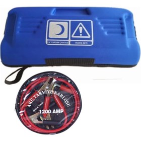 Resim Adıfeks Çantalı Mavi Lüx Trafik Seti Tüvtürk Uyumlu Eva Set + Çantalı Akü Takviye Kablosu 1200 Amper 2 m 