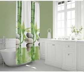 Resim Tropik Home Polyester Kumaş Bamboo Desen Banyo Perdesi 