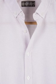 Resim Erkek Lila Ince Dik Çizgili Uzun Kollu Slim Fit Gömlek Lila 