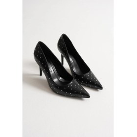 Resim Zerina Kadın Bej Metal Aksesuarlı Sivri Burun Yüksek İnce Topuklu Ayakkabı Stiletto (9 CM) 