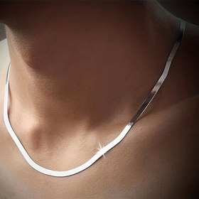 Resim Paslanmaz Çelik Bıçak Zinciri Klavikula Zinciri Unisex Düz Yılan Zinciri Paslanmaz Çelik Kolye Uzatma Uzun Zincir 